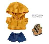 niannyyhouse Sudadera con capucha sólida suelta Jeans Gafas Zapatos altos de cuero 10 cm 15 cm 20 cm Ropa de muñeca de felpa suave juguete de peluche accesorios de vestir (a5, 15 cm)