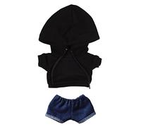 niannyyhouse Sudaderas con capucha azul oscuro de 15 cm, ropa de muñeca de felpa (negro)