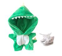 niannyyhouse Traje de dinosaurio de 20 cm, ropa de muñeca de felpa, mamelucos, zapatos, conjunto de 2 piezas de pijama verde (verde)