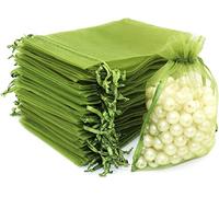 NIANOPKM 50 Pcs Sacs en Organza Vert 9x7 cm Sacs en Organza Sacs de Faveur de Mariage Sacs de Faveur de Cordon Sacs en Maille pour Bijoux Bonbons Lavande