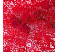 NIANTONG 150cm De Ancho Tela De Encaje Borde Retro De Tul Bordado Floral De Tela con Rosas para Fashion Lady Vestido Bufanda Novia Fiesta Noche Falda Decoración Ropa Cortinas(Color:Rojo)