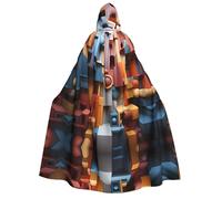 Nianyuer Capa con capucha de Halloween para adultos, colorido cubo con estampado espacial, accesorio de disfraz para cosplay y eventos