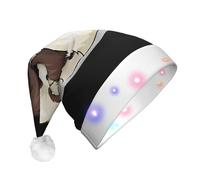 Nianyuer Shih Tzu - Sombrero de Papá Noel iluminado para adultos, gorro de Navidad con 3 modos LED intermitentes, gorro de fiesta de Navidad