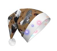Nianyuer Shine Rooster Print - Gorro de Papá Noel iluminado para adultos, gorra de Navidad con 3 modos LED intermitentes, gorro de fiesta de Navidad