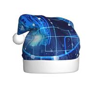 Nianyuer Sombrero de Navidad con estampado de cerebro de inteligencia artificial, sombrero de Papá Noel, divertido gorro de fiesta, felpa suave para vacaciones familiares