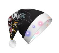 Nianyuer Sombrero de Papá Noel iluminado para adultos con diseño de águila y bandera estadounidense del ejército estadounidense, gorra de Navidad con 3 modos LED intermitentes, gorro de fiesta de