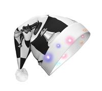 Nianyuer Sombrero de Papá Noel iluminado para adultos con diseño de ajedrez en cuadros, gorra de Navidad con 3 modos LED intermitentes, gorro de fiesta de Navidad