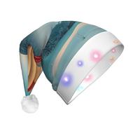 Nianyuer Sombrero de Papá Noel iluminado para adultos con globo aerostático flotante, gorro de Navidad con 3 modos LED intermitentes, gorro de fiesta de Navidad