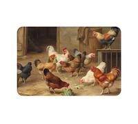 Nianyuer Tapete de franela antideslizante con estampado de pollos de granja, tapete para sala de estar, alfombra de pasillo