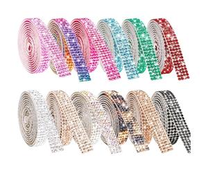 NiArt Cinta autoadhesiva de diamantes de imitación de cristal, 12 rollos de 0.9 cm de ancho, total 12 yardas, multifuncional, decorativa, cinta adhesiva, zapatos (colores surtidos)