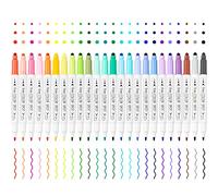 NiArt Rotuladores DOT de doble punta, 24 colores vibrantes con fibra fina y puntas redondas DOT para arte, colorear, diario, letras a mano, bocetos, anime, ilustración, dibujo técnico y más