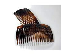 niavida 2 x peinetas de aprox. 9 x 4,6 cm, color marrón havanna, Aspecto Ámbar, Diente de Hendido, Fabricado en Francia (520H)