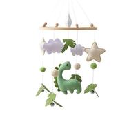 NIAWECAN Movil Cuna Bebe, con Fieltro Dinosaurios, Hojas, Nubes y Estrellas, Carrusel Cuna Bebe de Madera, Movil Cuna con Cascabeles, Regalos Adecuados para Bebés Varones o Bebés Mujeres