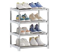 NIAWECAN Zapatero pequeño apilable, 4 Niveles, Almacenamiento para Zapatos, Estante Ligero para Zapatos, Almacenamiento, Organizador de Zapatos Estrecho, Estable para Armario, Entrada, Pasillo