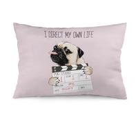 NIBABA Fundas de cojín 1 pieza Pug Dog Director I Direct My Own Life fundas de almohada decorativas de 35 x 50 cm, fundas de almohada cuadradas de poliéster suave