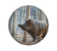 NIBABAEU Copriruota de repuesto para auto, con impresión de jabalíes y cerdos en el bosque, impermeable y a prueba de polvo