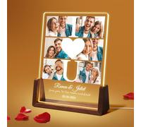 NIBESSER Placa Spotify Personalizada Lampara Personalizada con Foto de Metacrilato Con Luz y Base de Madera Opcionales Regalo Personalizado para Pareja Aniversario Novio Amigos Familiares