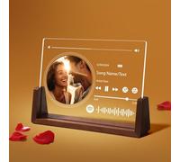 NIBESSER Placa Spotify Personalizada Lampara Personalizada con Foto de Metacrilato Con Luz y Base de Madera Opcionales Regalo Personalizado para Pareja Aniversario Novio Amigos Familiares