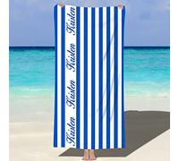 NIBESSER Toalla Personalizada con Nombre Niña Niño Toalla Playa Microfibra Antiarena 76x152 cm Toalla Piscina Ligera de Secado Rápido Toalla de Playa Mujer Hombre Portátil Cómoda, Rayas 2 Azul