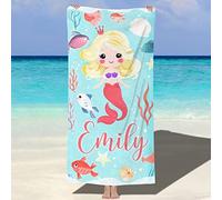 NIBESSER Toalla Personalizada con Nombre Toalla Playa Microfibra Niña Niño Ligera 76x152 cm Toalla Piscina Antiarena de Secado Rápido Toalla de Playa Mujer Hombre Suave Cómoda, Sirena 2