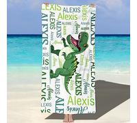 NIBESSER Toalla Personalizada con Nombre Toalla Playa Microfibra Niña Niño Ligera 76x152 cm Toalla Piscina Antiarena de Secado Rápido Toalla de Playa Mujer Hombre Suave Cómoda, Dinosaurio 2