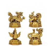 NIBHZ Adorno de latón de Cuatro Bestias divinas, dragón Azur de Bronce Bagua, Tigre Blanco, pájaro bermellón, Tortuga Negra, Adorno de Feng Shui de Cuatro Dioses direccionales,4 Piece Set,8.5cm