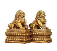 NIBHZ Adornos de león Juego de 2 esculturas en Miniatura de Resina Decoraciones de Mesa de león guardián Chino para el hogar y la Oficina Acentos de Escritorio Elegantes,A Pair,10cm