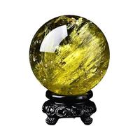 NIBHZ Bola de Cristal de Piedra Natural, Citrino, Piedra de Poder, Cristal, Amuleto de purificación Feng Shui, Pedestal de oración de Buena Suerte,150mm