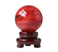 NIBHZ Bola de obsidiana roja con Soporte, Esfera de Cristal Rojo Natural Ruby Ball Fusión de Cuarzo Crystal Gemstone para la meditación Healing Feng Shui Divination Sphere Home,12cm