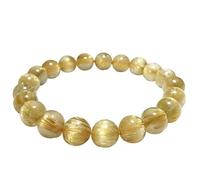 NIBHZ Brasileño Old Mine Gold Crystal Crystal Men and Women Titanium Crystal Full Dense Cabello Liso Cristal Amarillo,Oro,7mm