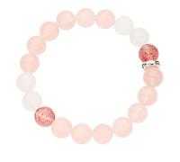 NIBHZ Brazalete de Cuarzo de Rosa para atraer melocotón de Color Rosa Color Rosa Fresa Fresa Pulsera de turmalina Madagascar Rose Cuarzo Regalo de cumpleaños,Rosado,10mm