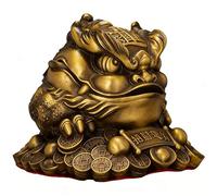 NIBHZ Estatua de la Riqueza de la Rana del Dinero Feng Shui, Estatua del Sapo del Dinero Que simboliza la Buena Suerte, decoración Encantadora para el hogar, Soportes,15x13x12cm