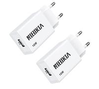 NIBIKIA Cargador USB Pared con Dos USB Puertos 5V/2A 2Pack Adaptador Universal Enchufe Móvil Replacement for Phone X/8/7/6/5, Samsung Galaxy S9/S8/ Note 10/9/8/ A3/A5/, Sony, HTC, LG