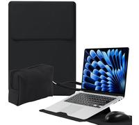 Niboow 15-16 Pulgadas Funda para Portátil con Función de Soporte para MacBook Pro 16" M5/M4/M3/M2/M1 Pro/Max 2026-2019, MacBook Air 15" M5/M4/M3/M2, Escarchado PU Cuero Portátiles Bolsa (15-16"|Negro)