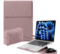 Niboow 15-16 Pulgadas Funda para Portátil con Función de Soporte para MacBook Pro 16" M5/M4/M3/M2/M1 Pro/Max 2026-2019, MacBook Air 15" M5/M4/M3/M2, Escarchado PU Cuero Portátiles Bolsa (15-16" |Rosa)