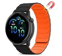 Niboow 20mm Magnética Silicona Correa paraGarmin Forerunner 570 42mm/165/165 Music/Approach S50/S44/Vivoactive 6/5/Venu Sq 2/ Sq 2 Music Edition, Muñequeras para Garmin vívomove Trend - Naranja/Negro