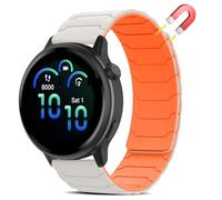 Niboow 20mm Magnética Silicona Correa paraGarmin Forerunner 570 42mm/165/165 Music/Approach S50/S44/Vivoactive 6/5/Venu Sq 2/ Sq 2 Music Edition, Muñequeras para Garmin vívomove Trend - Naranja Blanca