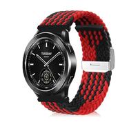 Niboow 22mm Correa Compatible con Xiaomi Watch S4 / S3 / S1 / S1 Pro / S1 Active, Hombres Mujeres Nylon Elástica Trenzada Correa Compatible con Xiaomi Watch2 Pro/Mi Watch - Negro Rojo