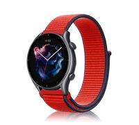 Niboow 22mm Correa para Amazfit Bip Max/Bip 6/Bip 5/GTR 4/GTR 3 Pro/GTR 3/GTR 2 eSIM, Nylon Deportiva Repuesto Correa para Amazfit Balance 3/Balance2/Balance/Balance Ultra/Cheetah 2 Ultra - Rojo