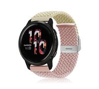 Niboow 22mm Correa Trenzada para Garmin Venu 3/Forerunner 265/Forerunner 255/Forerunner 255 Music, Elástica Nylon Correas Reloj para Garmin Vivoactive 4/Venu 2/Huawei Watch 4 Pro- Blanco/Rosa