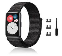 Niboow Correa Compatible con Huawei Watch Fit/Fit New/Fit Elegant/Fit SE, Nylon Ajustable Deportiva Repuesto Correa Deportiva Compatible con Huawei Watch Fit/New/Elegant/Special Edition - Negro