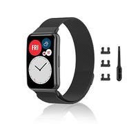 Niboow Correa para Huawei Watch Fit/Fit New/Fit Elegant/Fit SE, Ajustable Malla Correa, Magnética Pulsera Repuesto Metal De Acero Inoxidabl, para Huawei Watch Fit/New/Elegant/Special Edition - Negro