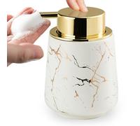 Niboow Dispensador de Jabón de Cerámica, 380ML Dispensador de Espuma para Jabón de Manos, Champú, Acondicionador, Gel de Ducha, con Gran Cabezal de Bomba Dispensador de Jabón Rellenable, Blanco