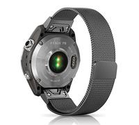 Niboow QuickFit 20mm Correa para Garmin Fenix 8 43mm/Fenix 7S Pro Solar/Epix 2 Pro 42mm, Ajustable Magnética Pulsera Acero Inoxidabl para Garmin Fenix 7S/6S/6S pro/5S/5S Plus/Descent Mk2S - Negro
