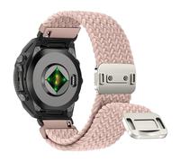 Niboow QuickFit 20mm Trenzada Correa para Garmin Fenix 8 43mm/Fenix 7S Pro Solar/Fenix 7S/ Fenix 6S/Fenix 6S Pro/Fenix 5S, Nylon con Cierre Magnética Correa para Garmin Descent Mk3S/Mk3Si - Rosa Claro