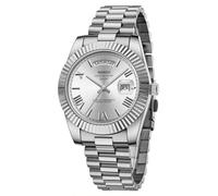 NIBOSI Relojes analógicos de cuarzo para hombre, acero inoxidable, oro rosa, plateado, impermeable, de negocios, diseño clásico, reloj de pulsera con fecha y día, A02-Todo plateado