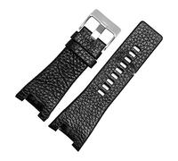 NIBOTT Banda for la banda for la pulsera de cuero de 32 mm for una banda de relojes de pulsera de correa diesel for la banda for la correa DZ1216 DZ1273 DZ4246 DZ4247DZ287 Correa de reloj(A-black-silv