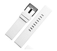 NIBOTT Bandas de cuero DZ1657 DZ1405 DZ120 Mira las bandas de reloj de pulsera for hombres de Strap 2 6 mm 28 mm 30 mm 22 mm 24 mm Apto for diesel(White-black buckle,30mm)