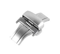 NIBOTT Hebilla de reloj plegable de doble botón de acero inoxidable 316 sólido, 12, 14, 16, 18, 20 y 22mm, estilo de ranura, cierre desplegable de mariposa duradero(Silver,16mm)
