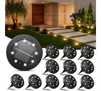NIBSHOOM 12 Paquetes Luces Solares Led Exterior Jardin, Luz Solar Exterior IP68 Impermeabili, 8 LED Lampade Solari a Lunga Durata, per Giardino, Terrazze Jardín, Camino (Blanco Cálido)